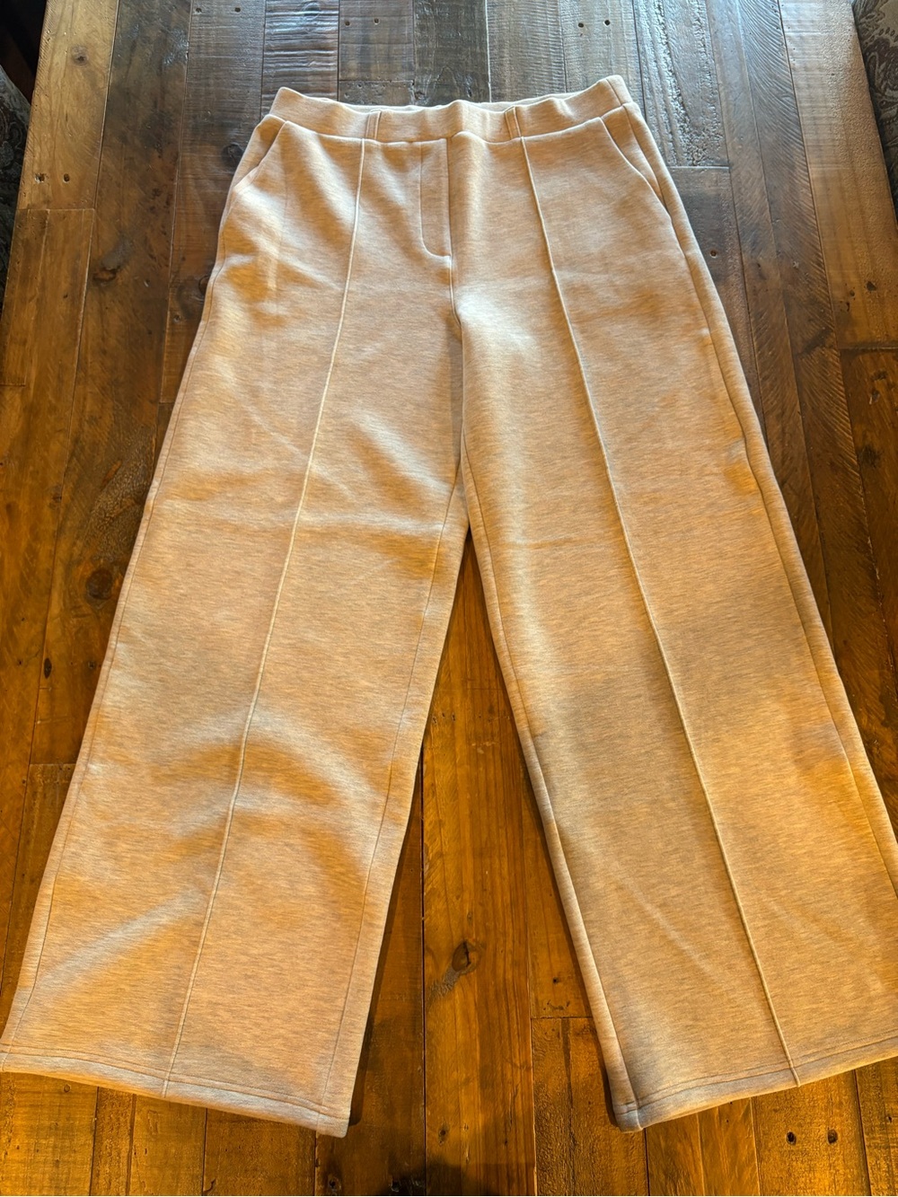 OGL Wide-Leg Ponte Pants in Light Taupe